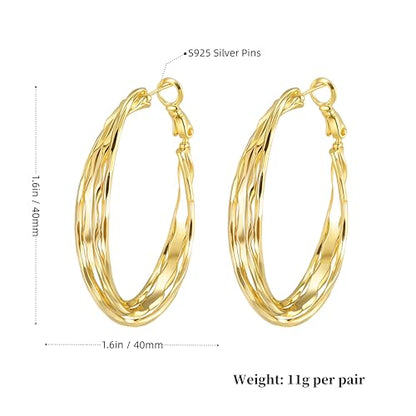 Dangle Flower Gold Earrings for Women, Trendy Statement Hoop Earrings, Gold Floral Drop Earrings Jewelry for Gifts - color: Curved - 14K Gold