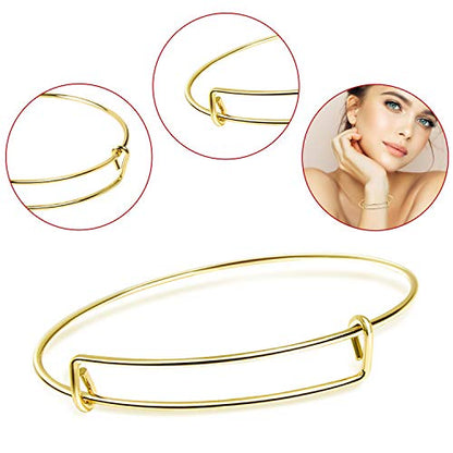 UPINS 60Pcs Gold Expandable Bangle Bracelets Adjustable Wire Blank | Stainless Steel Women Bracelets for DIY Jewelry Making Crafting Supplies for Beginners Experienced Jewelry Makers - color: Gold