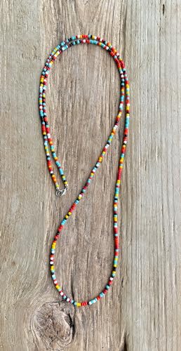 Kathy Bankston Handmade Southwestern Seed Bead Necklace, Thin 1.5mm Single Strand