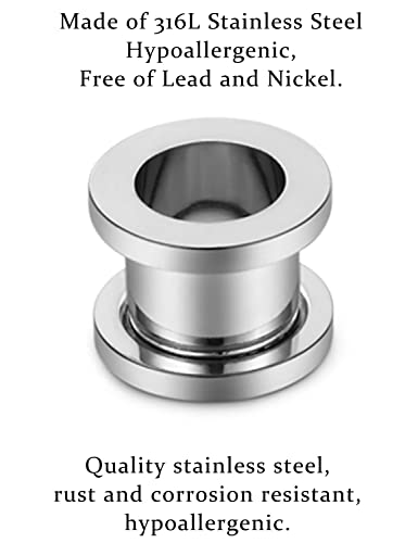 Vsnnsns 14G 12G 8G 6G 4G 2G 0G 00G Stainless Steel Ear Tunnels Screw Fit Ear Plugs Tunnels Gauges Set 1.6MM 2MM 3MM 4MM 5MM 6MM 8MM 10MM - color: 00G-10mm