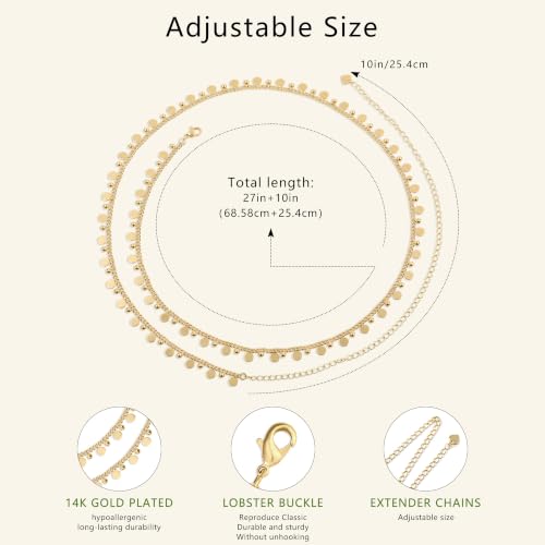 JINEAR 14K Gold Plated Waist Chain for Women Body Chain Belly Chains | Dainty Bead Chains Waterproof Summer Beach Bikini Accessories Gold Jewelry Belt Festival Outfits for Women - color: Big Glitter Body Chains