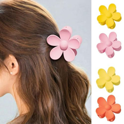 GANPUB 1Pc Yellow Floral Flower Shaped Plastic Jaw Claw Clip, Anti-scratch Smell-less, Holds Tightly, Lightweight Hair Accessory for Adults (1 Count)