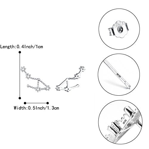 925 Sterling Silver CZ Horoscope Zodiac 12 Constellation Astrology Ear Crawler Post Earrings Gift for Mom Women Mothers Day/Valentines Day/Birthday/Christmas/Anniversary - style: Libra (Sep 23 - Oct 22)