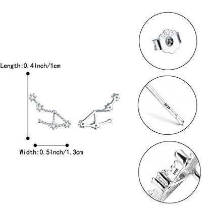 925 Sterling Silver CZ Horoscope Zodiac 12 Constellation Astrology Ear Crawler Post Earrings Gift for Mom Women Mothers Day/Valentines Day/Birthday/Christmas/Anniversary - style: Libra (Sep 23 - Oct 22)