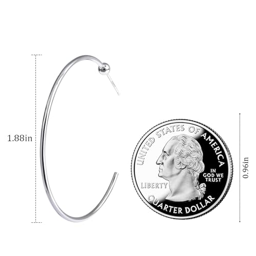 Silver Large Open Hoop Earrings Modern Minimalist Round Hoop Earrings for Women Simple Silver Jewelry for Daily