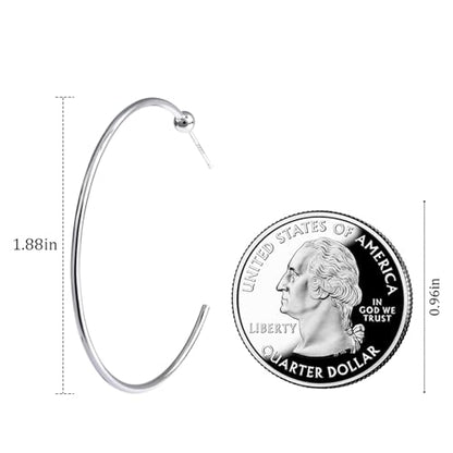 Silver Large Open Hoop Earrings Modern Minimalist Round Hoop Earrings for Women Simple Silver Jewelry for Daily