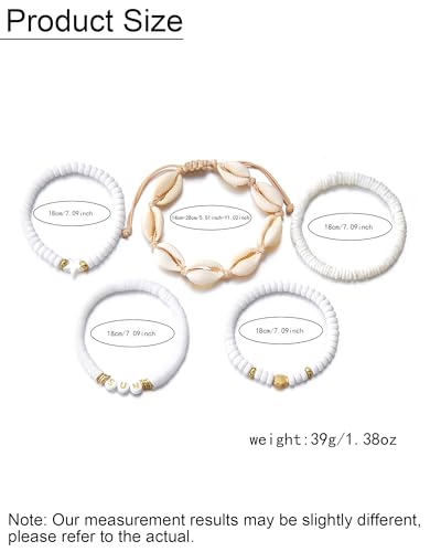 Shell Bracelets for Women Layered Seashell Starfish Bracelets Stackable Stretch Boho Beaded Bracelet Summer Beach Surfer Bracelet Seaside Beach Dress Outfits Accessories - color: A5:shell bracelets
