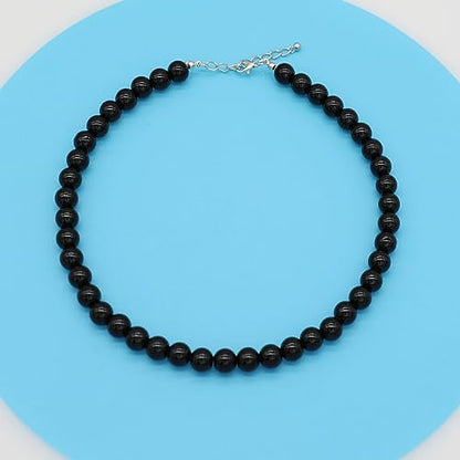 Long Simulated 10mm AAA Pearl Strand Necklace for Women Multicolor Pearl Choker Necklace 1920s Pearl Statement Necklace Costume Jewelry - color: 10mm Black