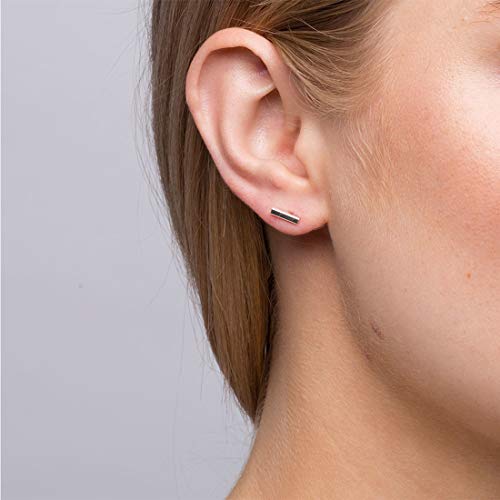 EPIRORA Sterling Silver Stud Earrings for Women Men- 4 Pairs of Hypoallergenic Simple Geometric Small Stud Earring Set Tiny Circle Triangle Square Bar Stud Earrings Mini Cartilage Tragus Earrings - style: Style 1- Silver