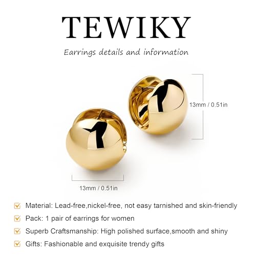 Chunky Gold Hoop Earrings for Women 14k Gold Plated Thick Triple Earrings | Hypoallergenic Trendy Chunky Gold Hoops Earrings,Dainty Jewelry Gifts for Women - style: Gold spherical earring