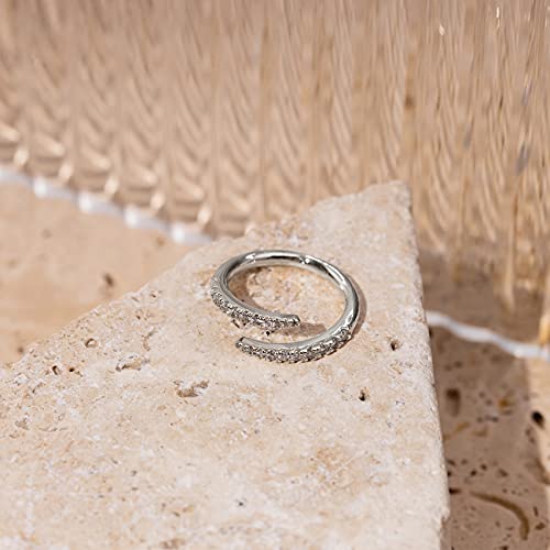 PAVOI 14K Gold Plated Cubic Zirconia Open Twist Eternity Band for Women - color: White Gold, size: 10