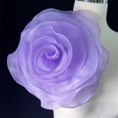 10inch Extra Large Flower Brooch Pin for Women Fashion Dainty Organza Satin Fabric Big Camellia Brooches Lapel Pins Wedding Dance Party Dress Accessories Exaggerated Jewelry Gift - color: 10 inch Lilac