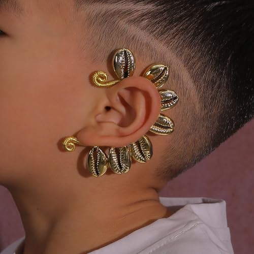 Wellike Gold Ear Cuffs For Women Non Piercing Single Clip On Earrings 18k Gold/Silver Plated Handmade Cuff Earrings Hypoallergenic Waterdrop Cowrie Shell Jewelry - color: KKWE580-G