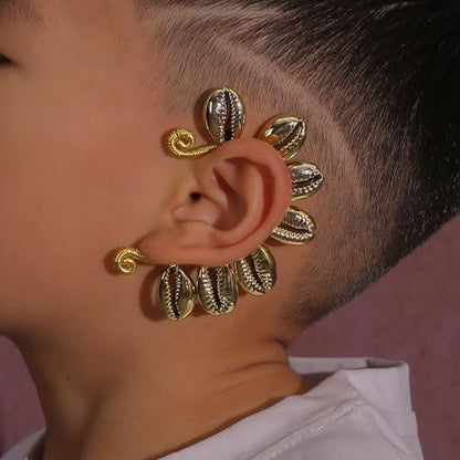 Wellike Gold Ear Cuffs For Women Non Piercing Single Clip On Earrings 18k Gold/Silver Plated Handmade Cuff Earrings Hypoallergenic Waterdrop Cowrie Shell Jewelry - color: KKWE580-G