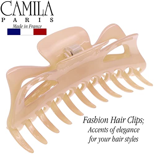 Camila Paris CP2887 French Large Hair Clips for Women Thick Hair for Long Curly Wavy Hair, Girls Hair Claw Clip, Durable Styling Big Claw Clip for Thick Hair, Strong Hold No Slip Grip, Made in France - color: Beige 6"