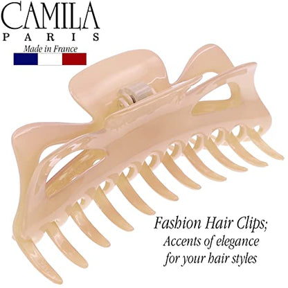 Camila Paris CP2887 French Large Hair Clips for Women Thick Hair for Long Curly Wavy Hair, Girls Hair Claw Clip, Durable Styling Big Claw Clip for Thick Hair, Strong Hold No Slip Grip, Made in France - color: Beige 6"