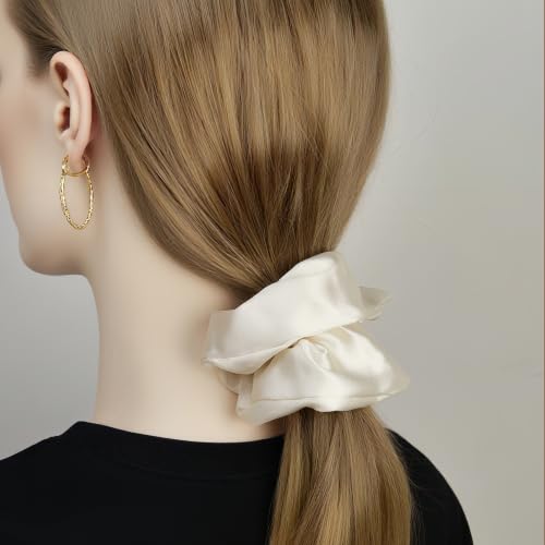 8Pack Hair Clips Scrunchies Set, 4 Medium Claw Clips for Women, Non-Slip Hair Claws, 4 Large Satin Scrunchies, Hair Accessories Set for Thick Thin Hair, Daily Use (Clear) - color: Clear