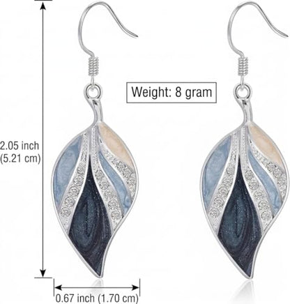 Leaf Dangle Earrings for Women, Boho Tropical Dangling Jewelry, Summer Earring Accessory, Birthday Gift for Her - color: Blue