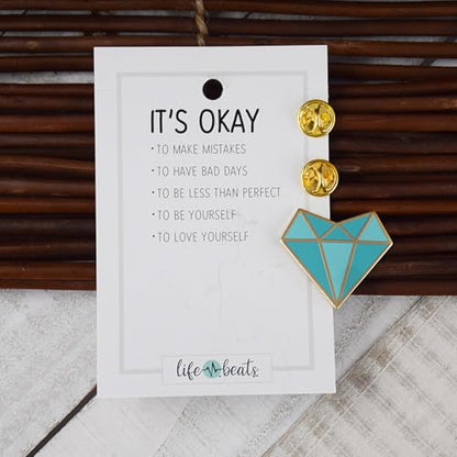 Inspirational Enamel Pin by LifeBeats | Cute Pin for Clothes, Jackets, Hats, Bags, and Lanyards | Hat Pin Comes with a Greeting Card | Lapel Pin with Sturdy Backing - style: Self Love Heart
