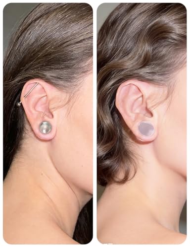14G 12G 10G 8G 6G 4G 2G 0G 00G Ears Gauges Tunnels Plugs for Women Acrylic Flat Top Plugs with O-rings Ear Gauge Stretching Kit Expander Stretcher Plug Earrings for Piercing Jewelry - color: 10g to 1", clear