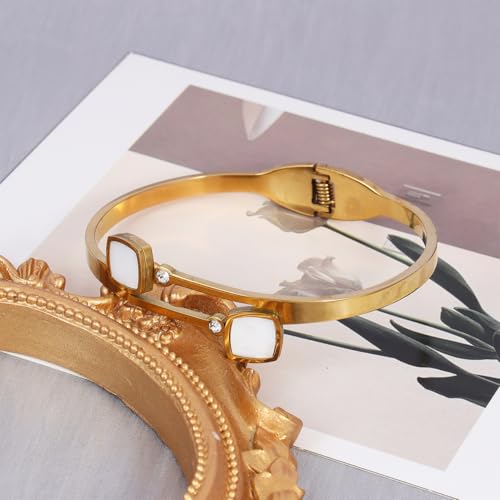 Eigso 13MM Large Gold Plated Chunky Bracelet Bangle for Women Men Trendy Thick Arc Shape Open Cuff Bangles Bracelets for Woman Man - color: Gold-4MM1