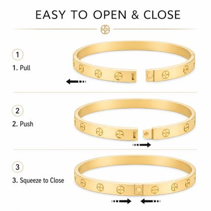 Friendship Love Bracelet for Women, 18K Gold Plated Titanium Steel Cuff - color: Gold, size: Cross 7.5''