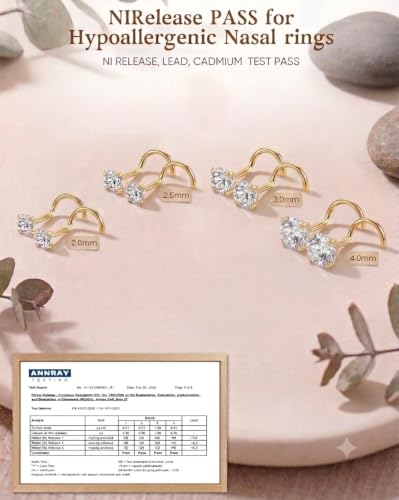 8Pcs 20G Gold/Silver 316L Surgical Stainless Steel L Shaped Corkscrew Nose Studs earrings, Hypoallergenic Nickel Free Tiny Clear Cubic Zirconia Nose Piercing Jewelry 2mm‑4mm,cartilage piercings, Minimalist Dainty Body Piercing Accessories for Sensitive Sk