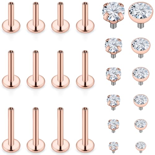 16G Lip Rings Stainless Steel Tragus Helix Conch Piercing Jewelry Snake Bite Piercing Monroe Lip Rings Labret Medusa Cartilage Lobe Earrings Piercing Jewelry CZ 2MM 2.5MM 3MM 3.5MM 4MM 4.5MM - color: 6MM 8MM 10MM Bar-Rose Gold,2mm/2.5mm/3mm/3.5mm/4mm/4.5m
