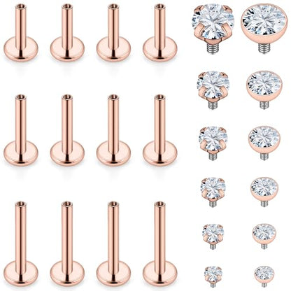 16G Lip Rings Stainless Steel Tragus Helix Conch Piercing Jewelry Snake Bite Piercing Monroe Lip Rings Labret Medusa Cartilage Lobe Earrings Piercing Jewelry CZ 2MM 2.5MM 3MM 3.5MM 4MM 4.5MM - color: 6MM 8MM 10MM Bar-Rose Gold,2mm/2.5mm/3mm/3.5mm/4mm/4.5m