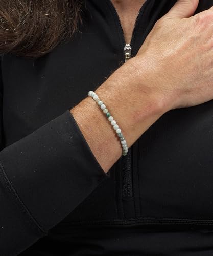 Cherry Tree Collection Gemstone Beaded Bracelets For Women and Men – Promotes Protection, Courage, Focus, Balance & Luck – Available in S, M, L with 4mm Round Beads - color: Burma Jade, size: Medium