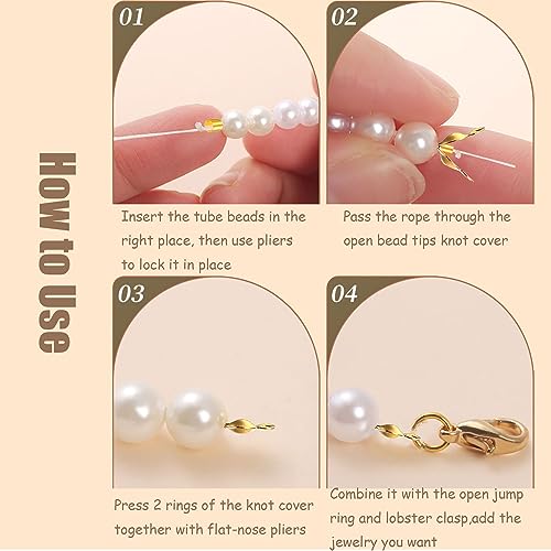 1200 Pcs Jewelry Making Accessories Set with 100 Pieces Lobster Claw Clasp 300 Pieces Bead Tips Knot Covers 400 Pieces Crimp Tube Beads and 400 Pcs Open Jump Ring Connectors for DIY Jewelry (Silver)