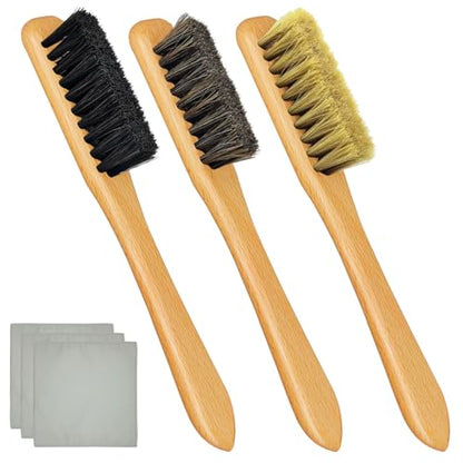6 Pcs Silver Polishing Kit, 3 Pcs Horsehair Silver Cleaning Brushes + 3 Pcs Polishing Cloth for Silverware, Horsehair Detail Brush Set for Sterling, Cutlery, Metal, Silverware Plateware Jewelry - size: 3Brushes+3Polishing Cloth