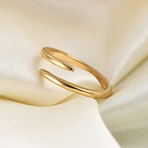 MYNENEY Pointed Classical Promise Ring Stainless Steel Thin Ring For Women - color: Open Twist-Gold, size: 10