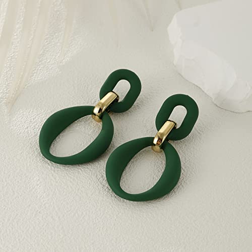 RUOFFETA Acrylic Rectangle Earrings, Fashion Acrylic Square/Oval/Hoop Statement Drop Earrings for Women - color: Dark Green Oval