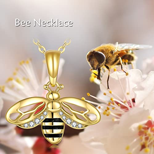 VONALA Gold Bee Pendant Necklace 925 Sterling Silver Bumblebee Jewelry Birthday Gifts for Women Daughter - style: Bee