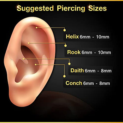 Surgical Steel Curved Barbell Ring 16g 5/16 8mm 3mm Ferido Ball Helix Earring Eyebrow Piercing Jewelry Choose Colors and Size - color: 2pcs 12mm Clear