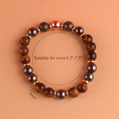 KSQS Healing Stone Bead Bracelet for Women, Natural Gemstones Balance Protection Bracelet, Spiritual Crystal Beads Bracelet Anxiety Relief with Meaning Card - color: Focus Willpower