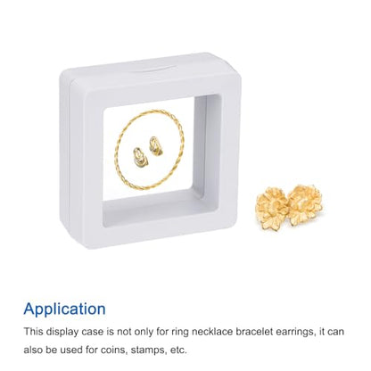 MECCANIXITY Floating Frame Display Holder Stand 3D Jewelry Display Box 1.97 x 1.97 x 0.79 Inch White for Ring Necklace Bracelet Earring Pack of 2 - color: White, size: 1.97 x 1.97 x 0.79 inch