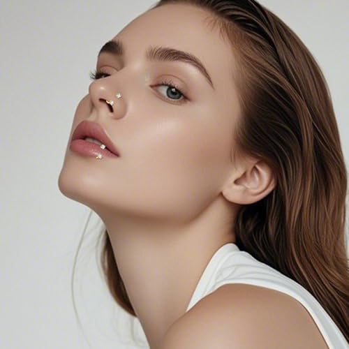 18G 20G Horseshoe Nose Rings Studs with Taper and Grabber | Surgical Steel Nose Ring Pink Cubic Zirconia Nose Piercing,Internally Threaded Nose Rings For Women,Colorful Zirconia - color: Gold-6Pcs
