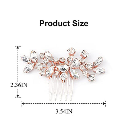 Catery Crystal Wedding Hair Comb Rose Gold Rhinestone Bridal Hairpieces Bridesmiad Clips Accessories for Brides and Women (Rose Gold) - color: C Rose Gold