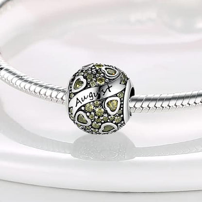 MULA Birthstone Charms 925 Sterling Silver for Bracelets and Necklaces | Dangle Pendants Beads With 5A Cubic Zirconia - Happy Birthday Mothers Day Jewelry - color: August Birthstone