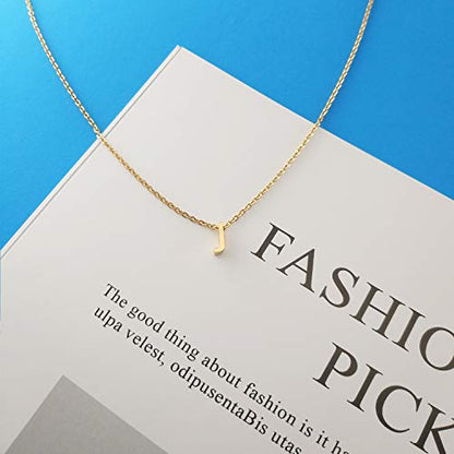 MOMOL Tiny Initial Necklace 18K Gold Plated Small Letter Necklace Personalized Name Necklace for Women - color: Gold J