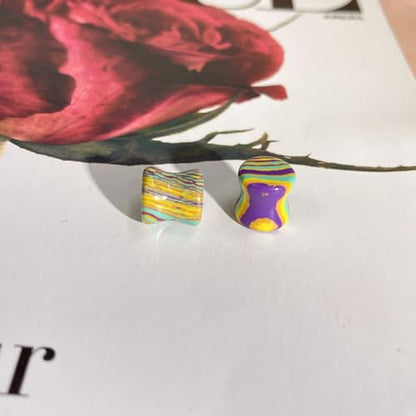 Rainbow Stone Double Flare Ear Plugs Tunnels Natural Organic Stones Expander Ears Piercing Stretcher Gauge Plug for Women Men Fashion Body Jewelry - color: 10mm(00g)