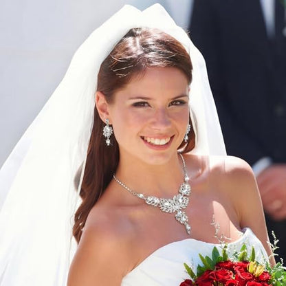 3PCS Silver Wedding Jewelry Set for Women Brides Rhinestone Necklace Earrings Bracelet Bridal Wedding Jewelry Sets for Bridesmaid Prom Costume Accessories Jewelry - color: 4#