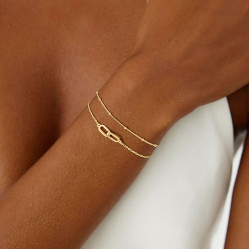 Turandoss 14K Gold Plated Interlocking Circle Bracelet Gifts for Women | Cubic Zirconia Circles Bracelets, Layered Twisted Circle Bracelet for Women, Trendy Jewelry Gifts - color: Twisted Interlock Bracelet