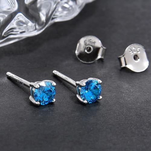 1 Pair Adabele Authentic Sterling Silver Birthstone Stud Earrings 4mm/0.25 Carat Tiny Cubic Zirconia Imitation Diamond Gemstone Hypoallergenic Nickel Free Tarnish Resistant Women Men Jewelry - color: December