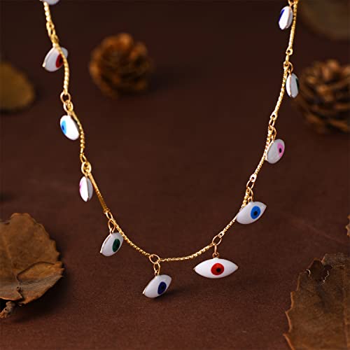 MEVECCO Anklet for Women Gold Chain 14K Gold Plated Dainty Boho Beach Summer Simple Foot Jewelry Ankle Bracelet - style: Big Evil Eye