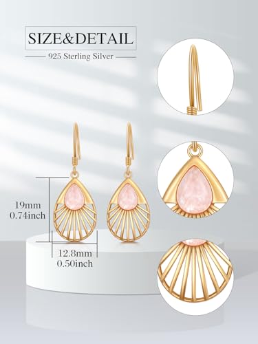 Dorunmo s925 Sterling Silver Western Dangle Drop Earrings Birthday Jewelry Gifts for Women - style: Rose Quartz A