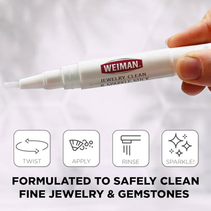 Weiman Fine Jewelry Cleaner Kit – 3PC Set, Jewelry Cleaning Liquid, Clean & Sparkle Stick and Polishing Cloth – For Diamonds, Earrings, Gold, Bracelets