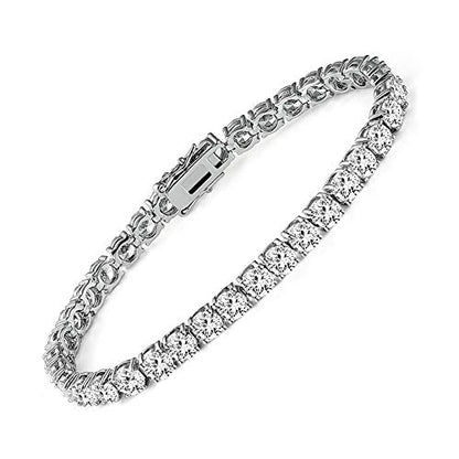 MDFUN 18k White Gold Plated CZ Tennis Bracelet, 4MM Cubic Zirconia Charm Bracelet for Women Men - style: 7.5" tennis bracelet